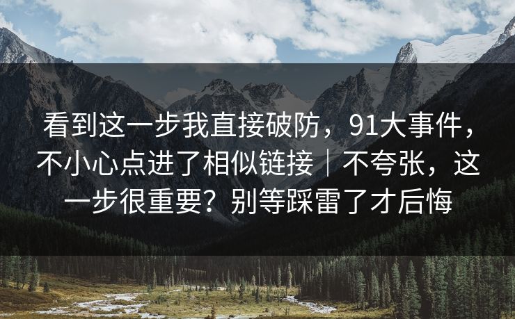 看到这一步我直接破防，91大事件，不小心点进了相似链接｜不夸张，这一步很重要？别等踩雷了才后悔